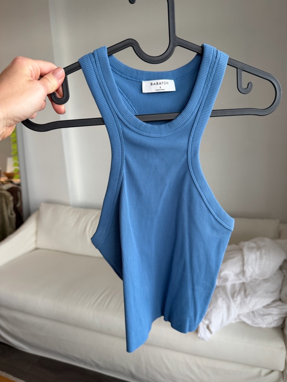 Babaton Blue Ribbed Racerback tank - Picture 3 of 4